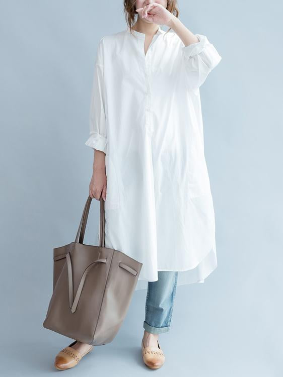 Original Creative Long Blouse Dress in White Color