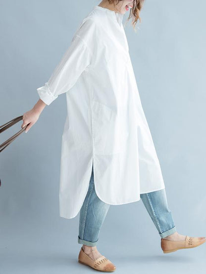 Original Creative Long Blouse Dress in White Color