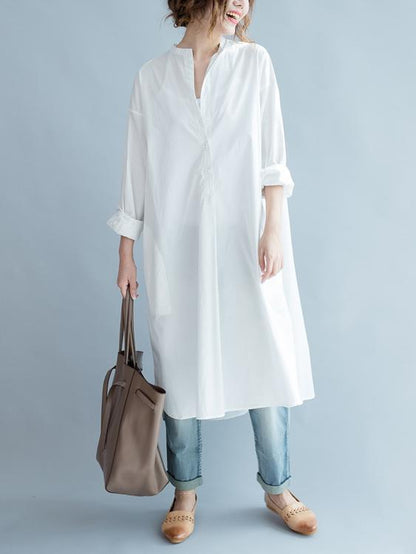 Original Creative Long Blouse Dress in White Color