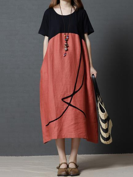Original Vacation Long Dress in Orange or Coffee Color