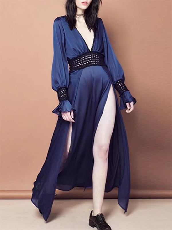 Backless Split-side Hollow Maxi Dress