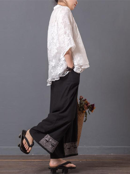 Woman Fashion Top with Flower Lace, Four Colors