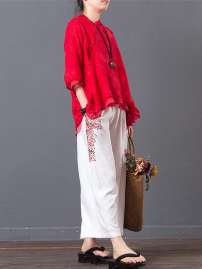 Woman Fashion Top with Flower Lace, Four Colors