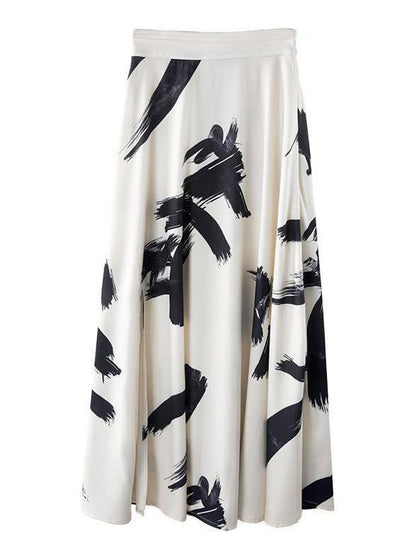 Ink Printed A-Line Split-Side Empire Skirt