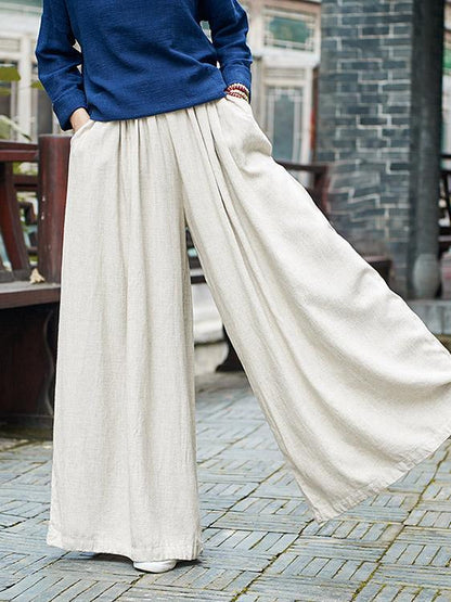 Casual Loosen Comfortable Yoga Pants in Cream Color