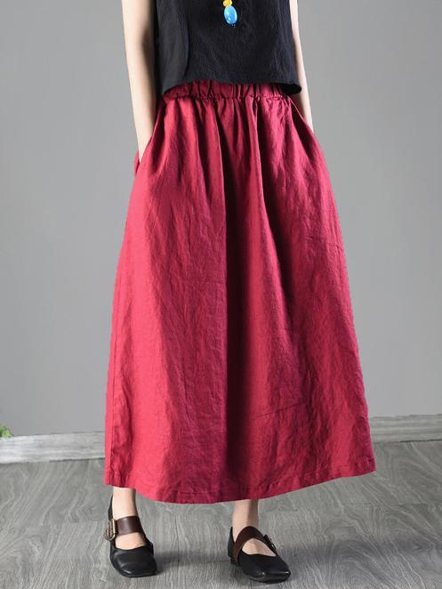 Loosen Casual Cotton Skirt with Floral Print, Four Color