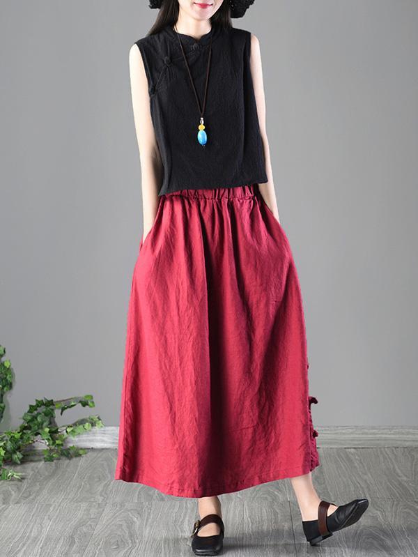 Loosen Casual Cotton Skirt with Floral Print, Four Color