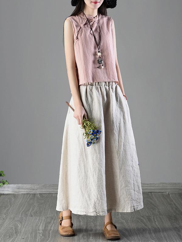 Loosen Casual Cotton Skirt with Floral Print, Four Color