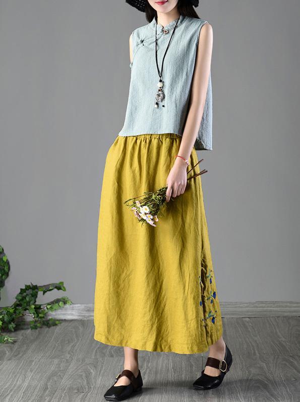 Loosen Casual Cotton Skirt with Floral Print, Four Color