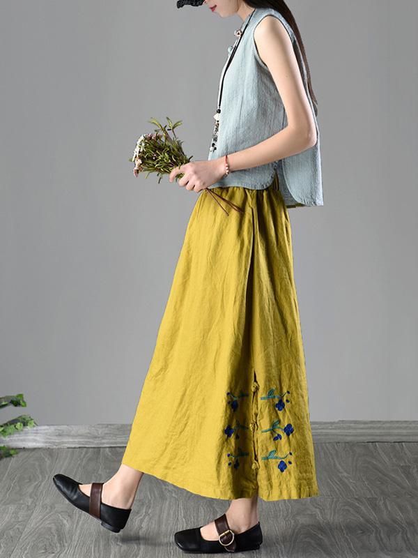 Loosen Casual Cotton Skirt with Floral Print, Four Color