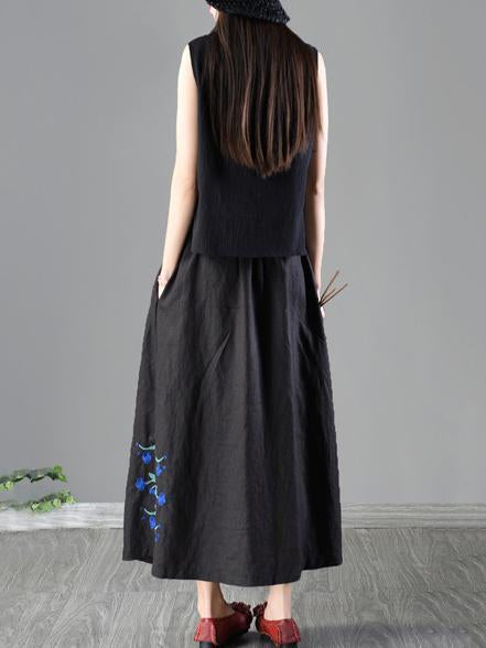 Loosen Casual Cotton Skirt with Floral Print, Four Color