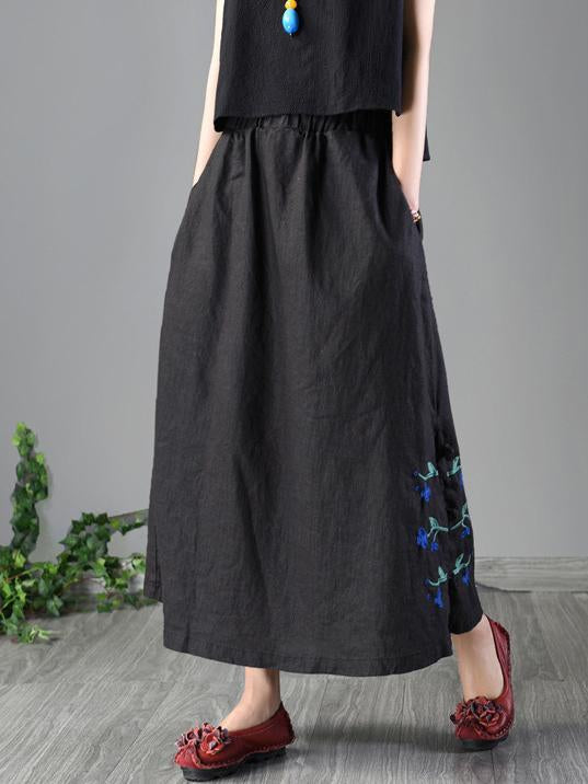 Loosen Casual Cotton Skirt with Floral Print, Four Color