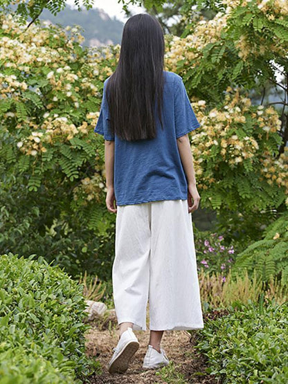 Loose Wide Leg Ramie Cotton Casual Linen Pants