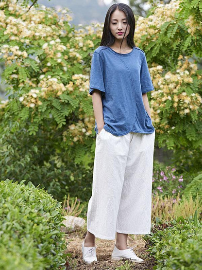 Loose Wide Leg Ramie Cotton Casual Linen Pants
