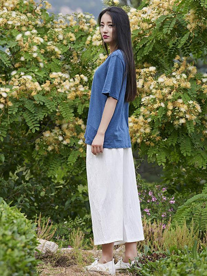 Loose Wide Leg Ramie Cotton Casual Linen Pants