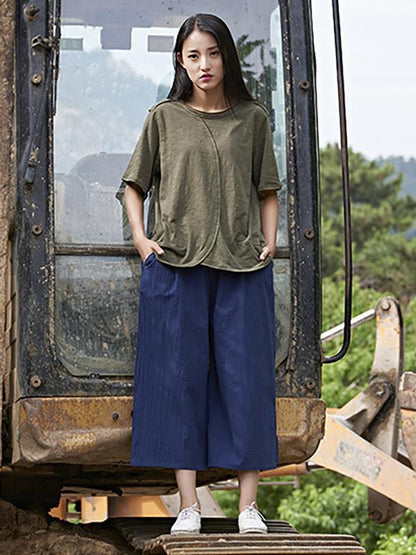 Loose Wide Leg Ramie Cotton Casual Linen Pants
