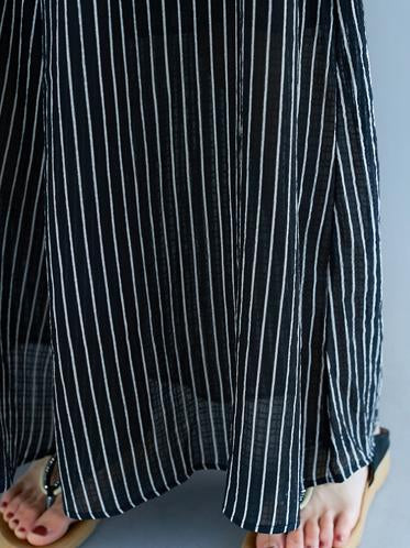 Casual Striped Suit of Short Sleeves Blouse and Breeches