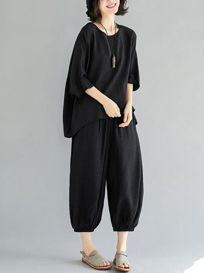 Fashion Casual Black Suit with Round Collar