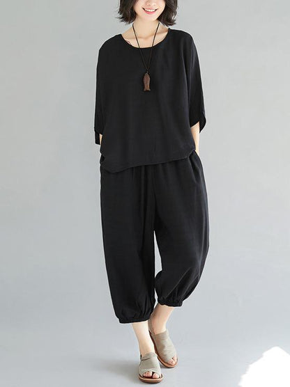 Fashion Casual Black Suit with Round Collar