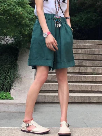 Pure Color Loose Comfortable Cotton Short