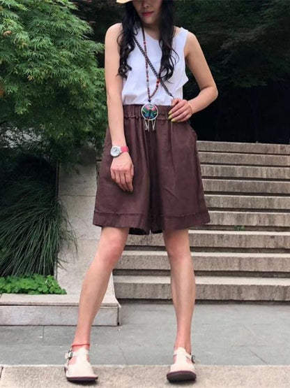 Pure Color Loose Comfortable Cotton Short