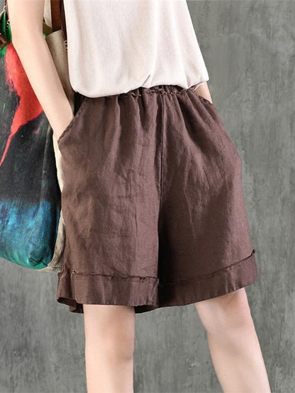 Pure Color Loose Comfortable Cotton Short