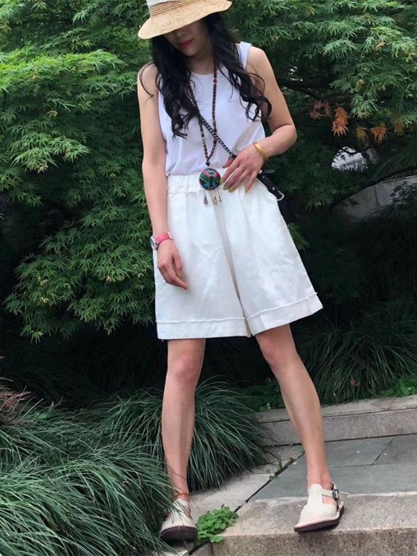 Pure Color Loose Comfortable Cotton Short
