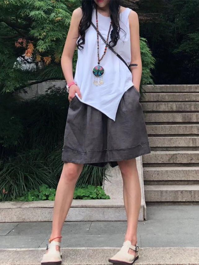 Pure Color Loose Comfortable Cotton Short