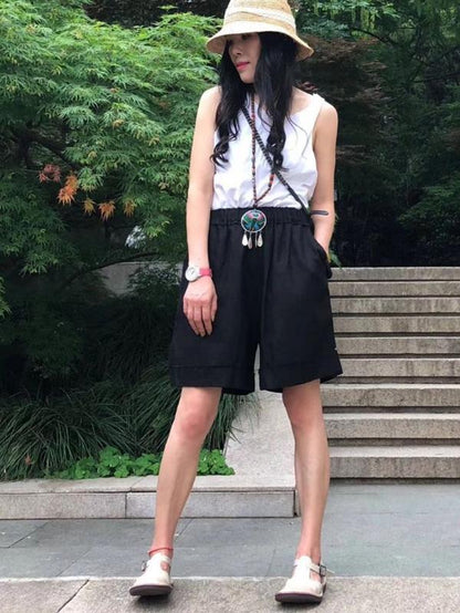 Pure Color Loose Comfortable Cotton Short