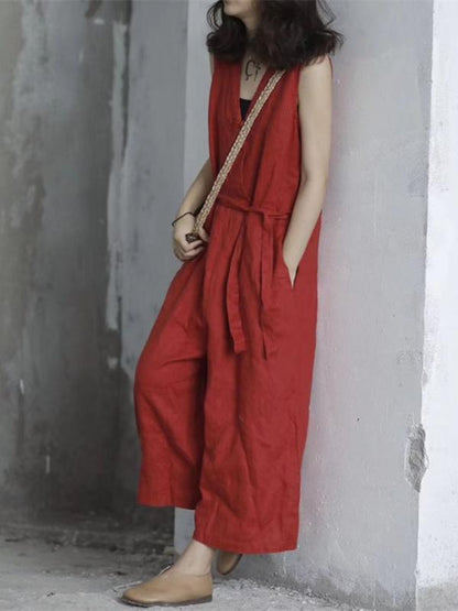 Original Cotton Jumpsuit Dress in Red or Black Color