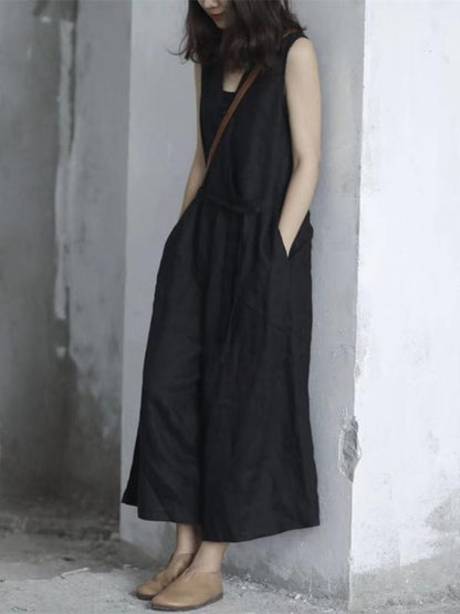 Original Cotton Jumpsuit Dress in Red or Black Color