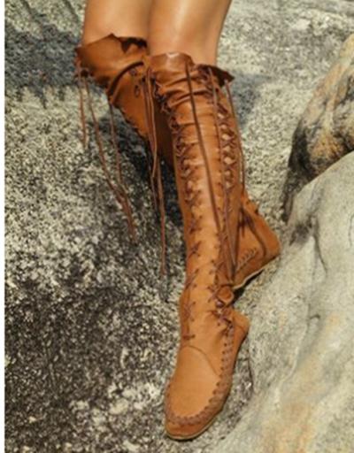 Bandage Tassels Thigh-high Boots Shoes