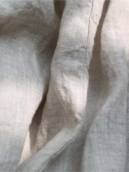 Soft Beige Wide Leg Loose Linen Pants