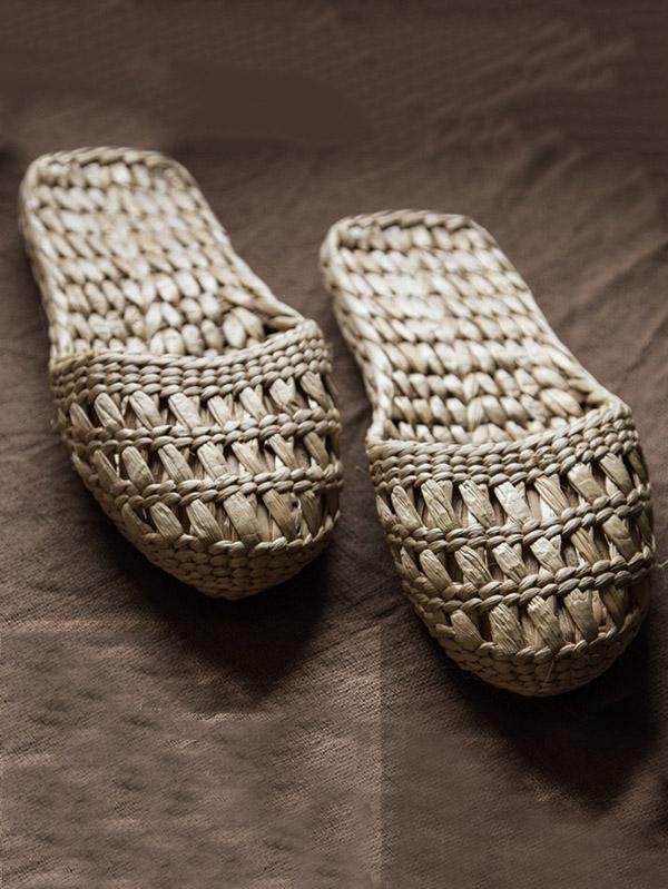 Pure natural manual Straw Slipper