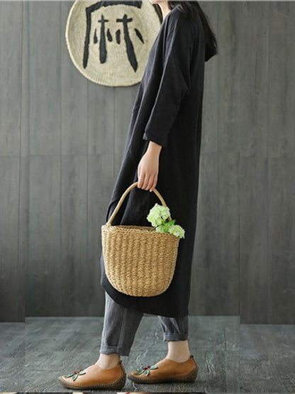 Simple Design Asymmetrical Linen Dress, Three Colors