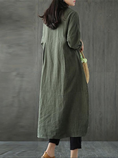 Simple Design Asymmetrical Linen Dress, Three Colors