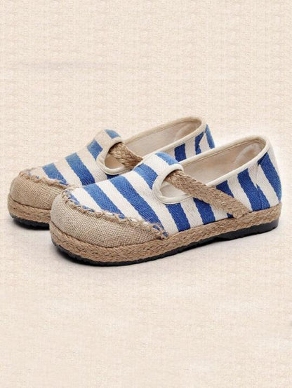 Authentic Oriental Style Striped Cotton Shoes, Four Colors
