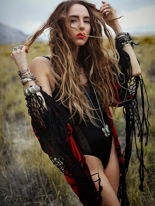 Printed Tasseled Kimonos Cover-ups Swimwear