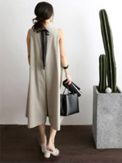 LOOSE BACK LACE-UP WIDE-LEGGED JUMPSUITS