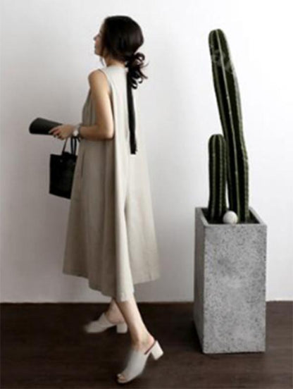 LOOSE BACK LACE-UP WIDE-LEGGED JUMPSUITS