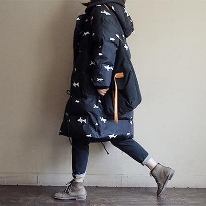 Hoodies Drawstring Casual Cartoon Print Coat