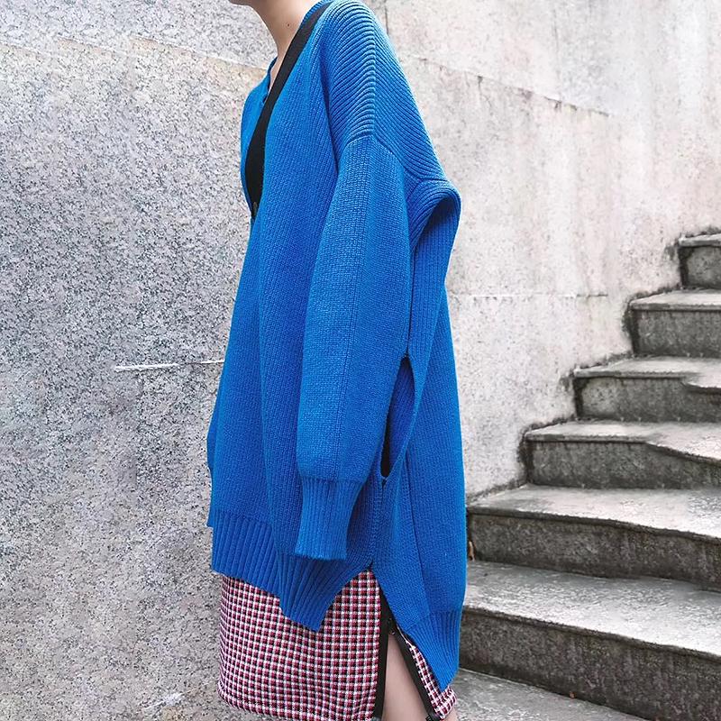 Split High-low Hem Winter Loose Sweater