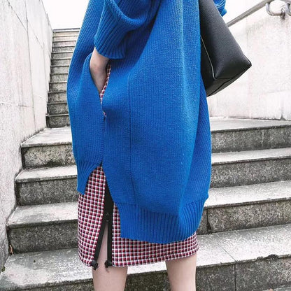 Split High-low Hem Winter Loose Sweater