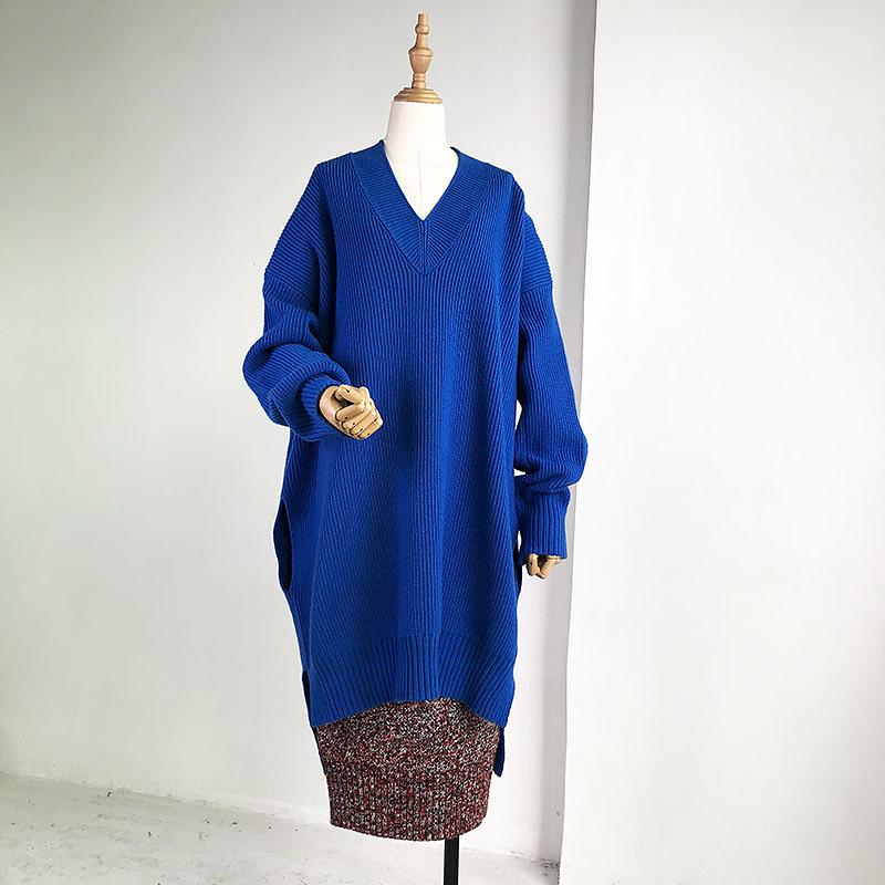 Split High-low Hem Winter Loose Sweater