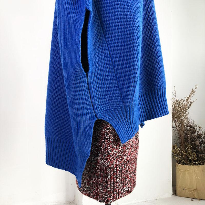 Split High-low Hem Winter Loose Sweater