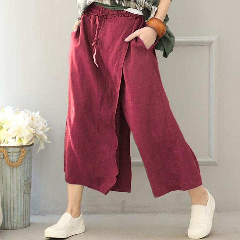 Women Cotton Linen Wide leg pants