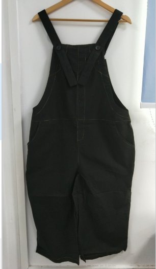 Cotton Casual Line Pockets Button Overalls
