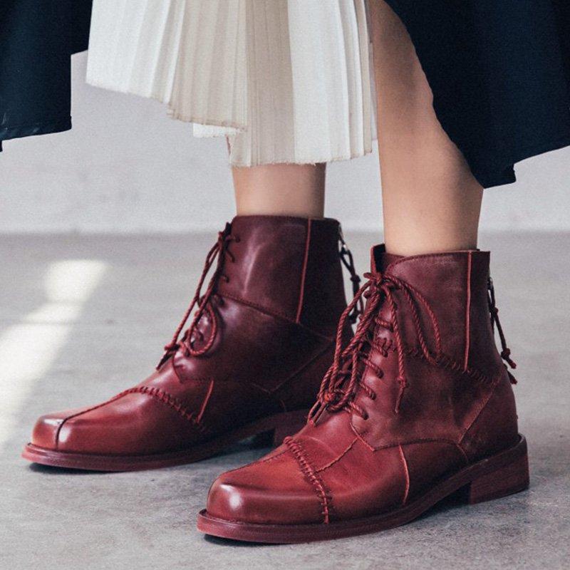 Zipper Genuine Leather Boots