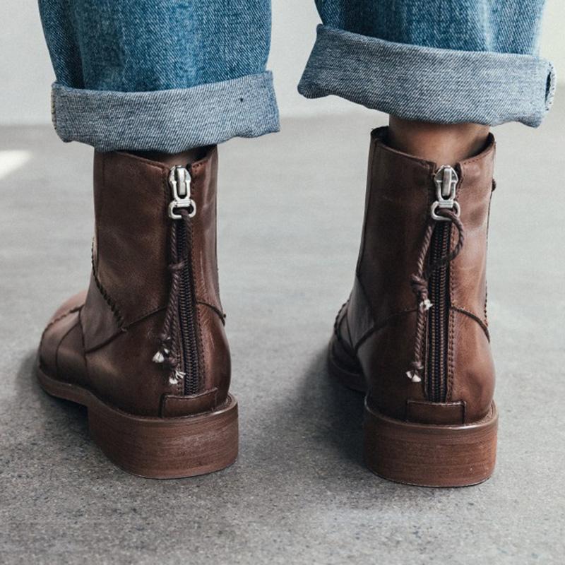 Zipper Genuine Leather Boots
