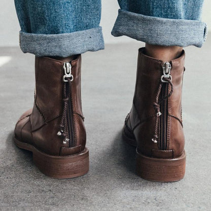 Zipper Genuine Leather Boots